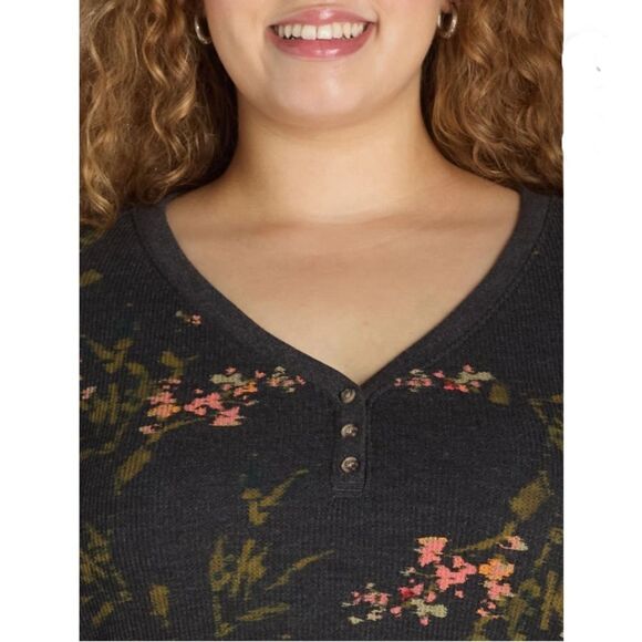 Women's Plus Cozy Waffle Henley Long Sleeve Shirt 2-Pack Size 2X - Picture 5 of 12